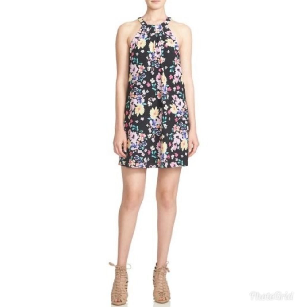 CeCe by Cynthia Steffe Black Floral Halter Dress Size 6